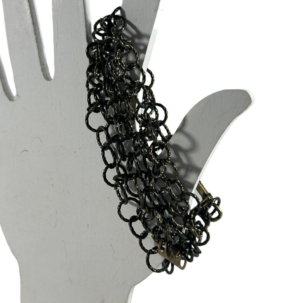 Perch Steampunk Link Chainmail Bracelet Goth Grunge Industrial Brass Tone